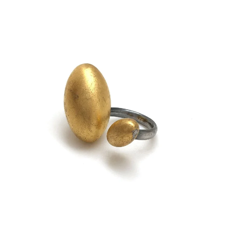 Ladies two-tone rings-Gold Leaf Pod Ring