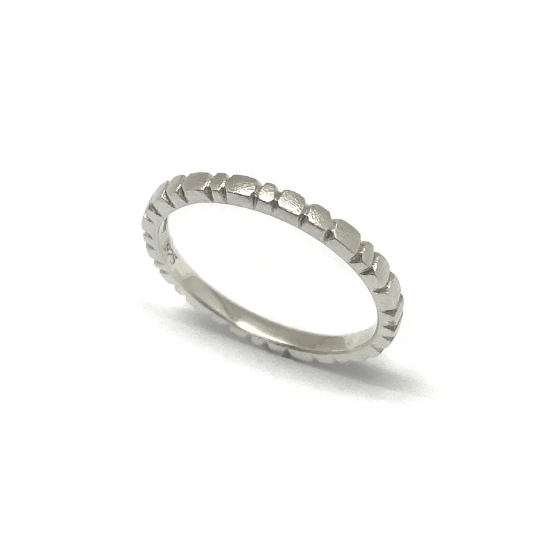 Ladies stackable rings-Textured Silver Ring