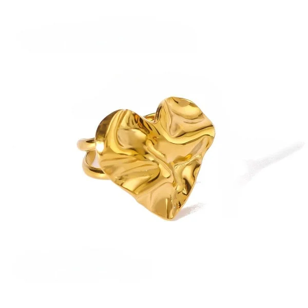 Ladies stackable rings-Smush Heart Gold Ring JLTR0445