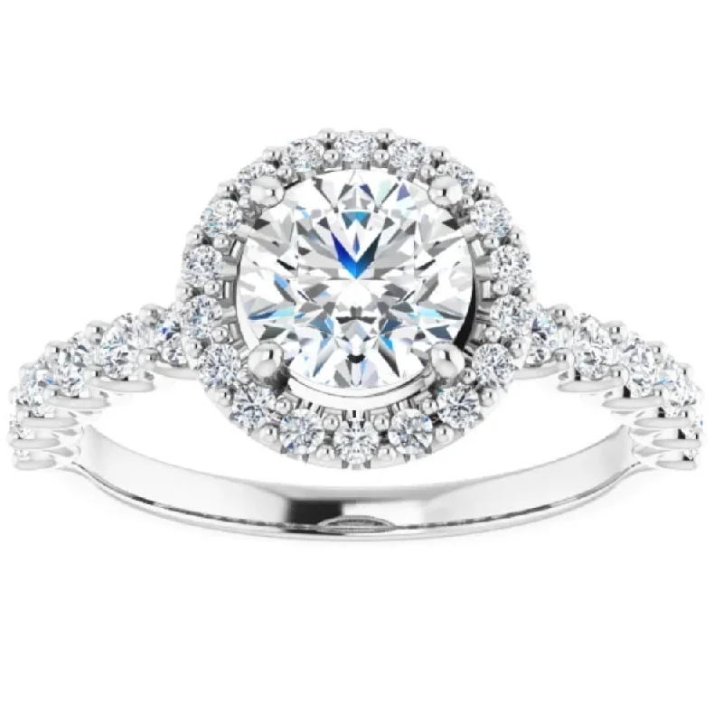 Ladies diamond and gold engagement rings-1 3/4Ct Halo Diamond Engagement Ring 14k White Gold