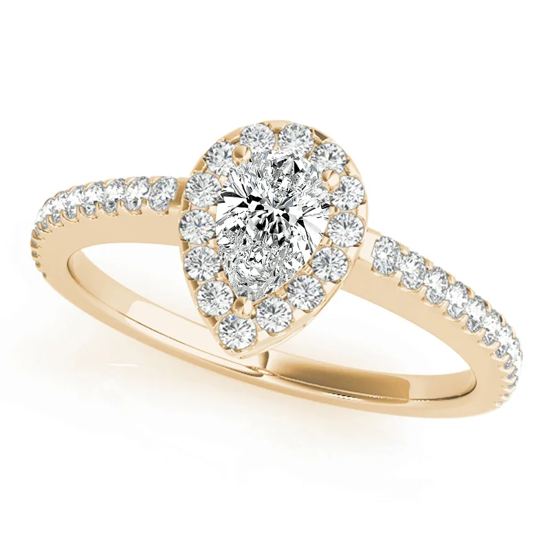 Ladies antique engagement rings-Auriya 14k Yellow Gold Lab Grown Pear Diamond Halo Engagement Ring 0.50 to 5.00 ct. tw. (F-G VS)