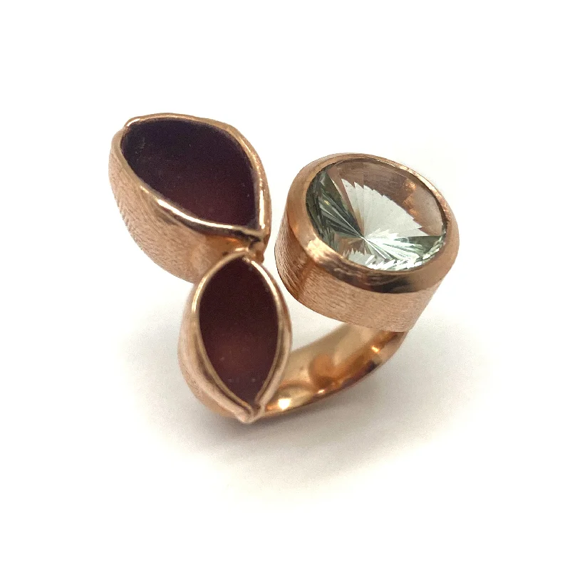 Ladies signet rings-Prasiolite Rose Gold Ring