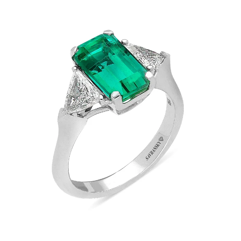 Ladies gold rings-Elongated Emerald Cut Trillion Birthstone Ring - 3.95 Carat