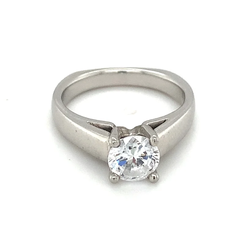 Ladies gold engagement rings-Platinum Solitaire Semi Mount Ring