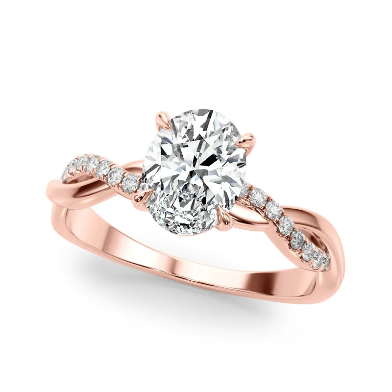 Ladies channel set engagement rings-Auriya 14k Rose Gold Lab Grown Oval Diamond Engagement Ring 0.50 to 5.00 ct. tw. (F-G VS)