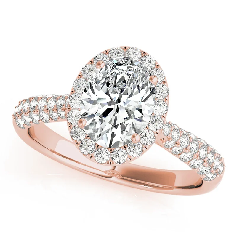 Ladies stackable engagement rings-Auriya 14k Rose Gold Lab Grown Oval Diamond Halo Engagement Ring 0.50 to 5.00 ct. tw. (F-G VS)