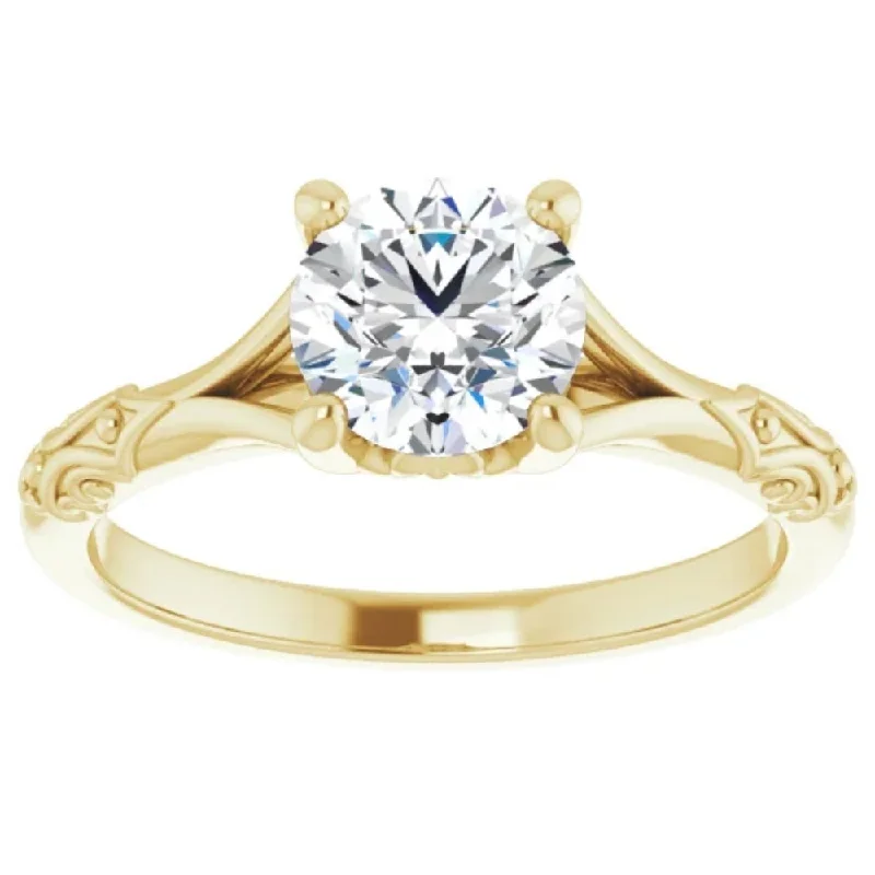 Ladies three-stone diamond engagement rings-1 Ct Solitaire Diamond Engagement Ring 14k Yellow Gold Lab Grown