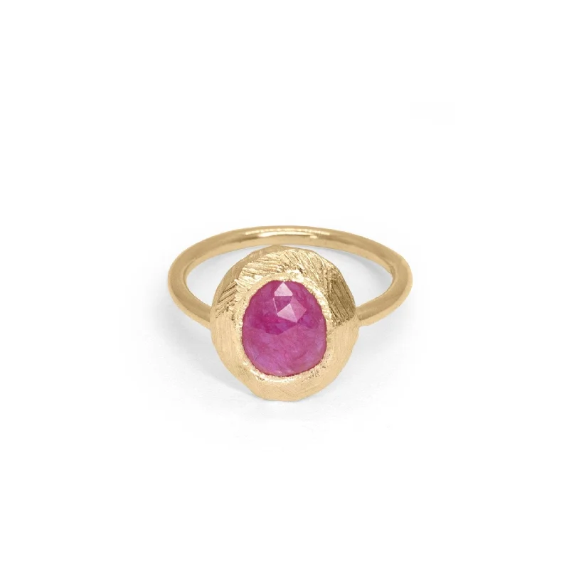 Ladies minimalistic rings-18K Freeform Small Solitaire Ring in Ruby