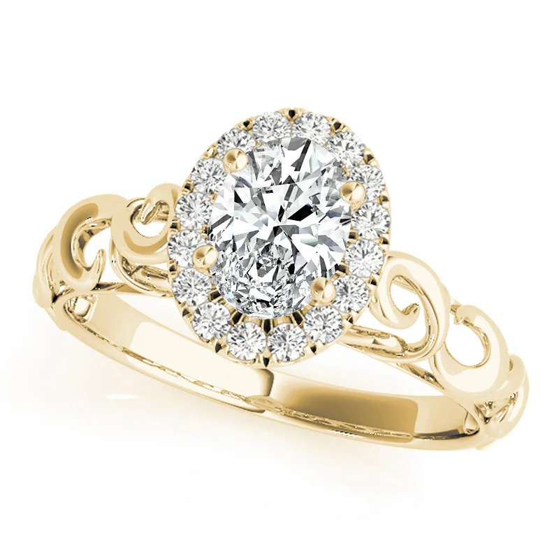 Ladies diamond engagement rings-Auriya 14k Yellow Gold Lab Grown Oval Diamond Halo Engagement Ring 0.50 to 5.00 ct. tw. (F-G VS)