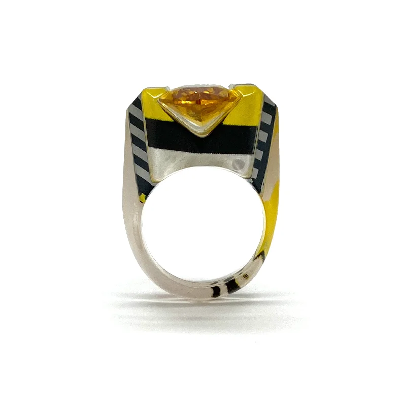 Ladies personalized rings-Pop Art Citrine Sculpted Cocktail Ring