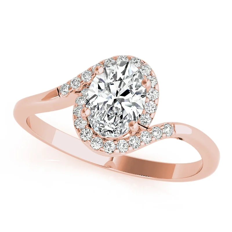 Ladies yellow diamond engagement rings-Auriya 14k Rose Gold Lab Grown Oval Diamond Halo Engagement Ring 0.50 to 5.00 ct. tw. (F-G VS)