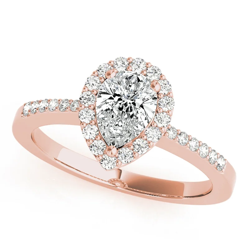 Ladies silver engagement rings-Auriya 14k Rose Gold Lab Grown Pear Diamond Halo Engagement Ring 0.50 to 5.00 ct. tw. (F-G VS)