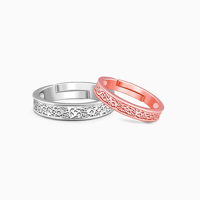 Ladies eternity rings-Dual Tone Destined Hearts Couple Bands