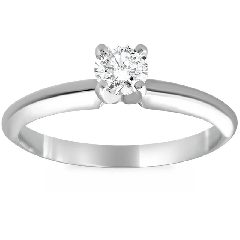 Ladies vintage-inspired engagement rings-1/4Ct Solitaire Round Cut Diamond Platinum Engagement Ring