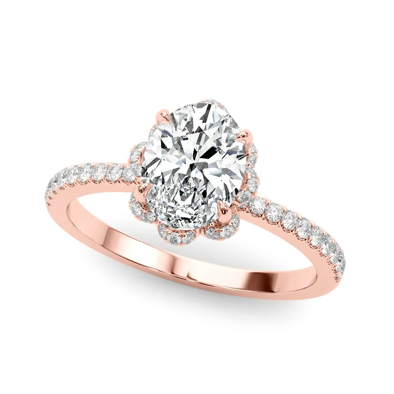 Ladies rose gold engagement rings-Auriya 14k Rose Gold Lab Grown Oval Diamond Halo Engagement Ring 0.50 to 5.00 ct. tw. (F-G VS)