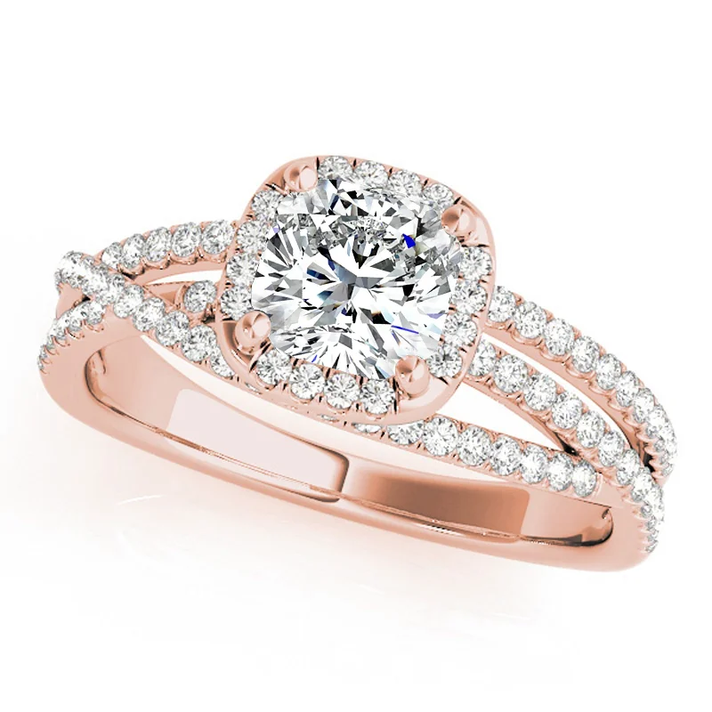 Ladies engagement rings with custom engraving-Auriya 14k Rose Gold Lab Grown Cushion Diamond Halo Engagement Ring 0.50 to 5.00 ct. tw. (F-G VS)