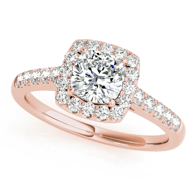 Ladies classic engagement rings-Auriya 14k Rose Gold Lab Grown Cushion Diamond Halo Engagement Ring 0.50 to 5.00 ct. tw. (F-G VS)