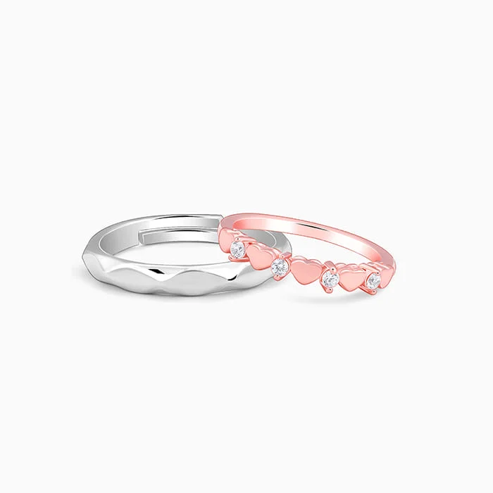 Ladies stackable rings-Dual Tone One Love Couple Bands