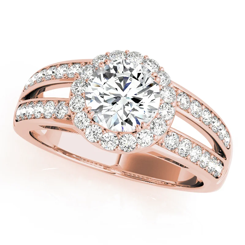 Ladies dual-tone engagement rings-Auriya 14k Rose Gold Lab Grown Round Diamond Halo Engagement Ring 0.50 to 5.00 ct. tw. (F-G VS)