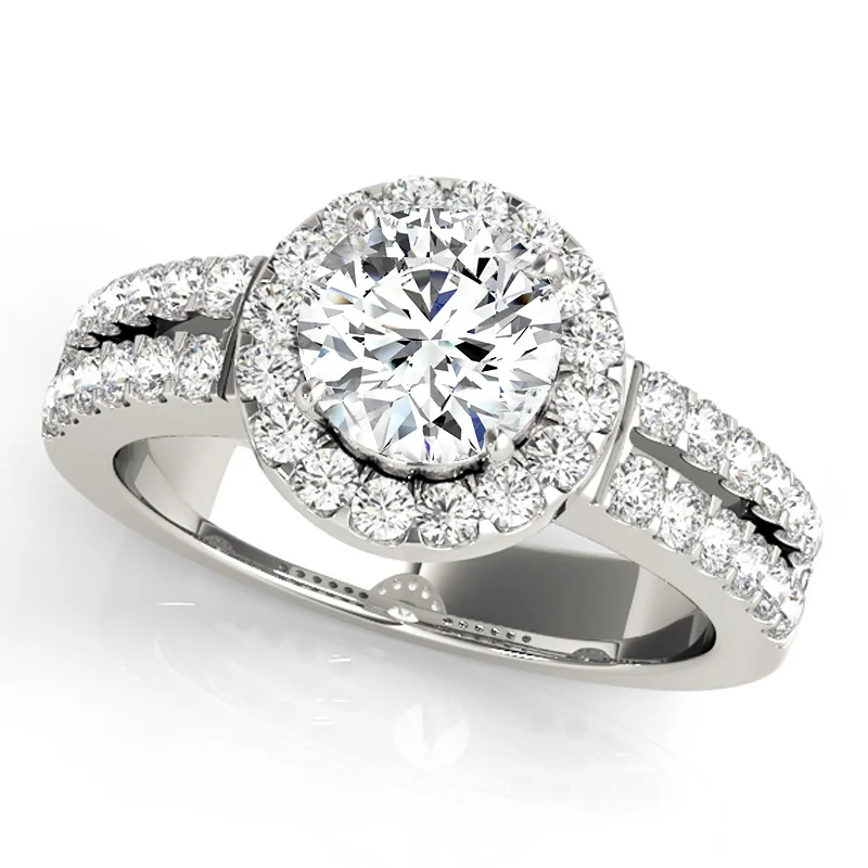 Ladies twisted engagement rings-Auriya 14k White Gold Lab Grown Round Diamond Halo Engagement Ring 0.50 to 5.00 ct. tw. (F-G VS)