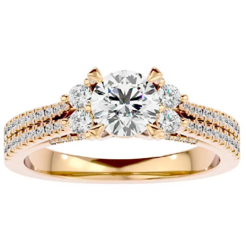 Ladies engagement rings with custom engraving-1 1/3CT Diamond Engagement Ring in White, Yellow, or Rose Gold Lab Grown