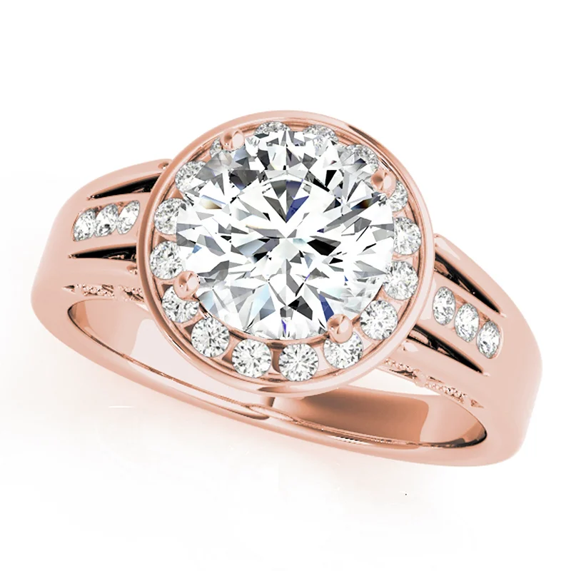 Ladies modern solitaire engagement rings-Auriya 14k Rose Gold Lab Grown Round Diamond Halo Engagement Ring 0.50 to 5.00 ct. tw. (F-G VS)