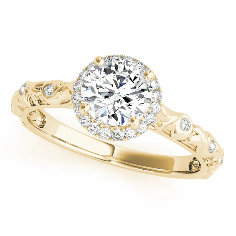 Ladies wedding sets with engagement rings-Auriya 14k Yellow Gold Lab Grown Round Diamond Halo Engagement Ring 0.50 to 5.00 ct. tw. (F-G VS)