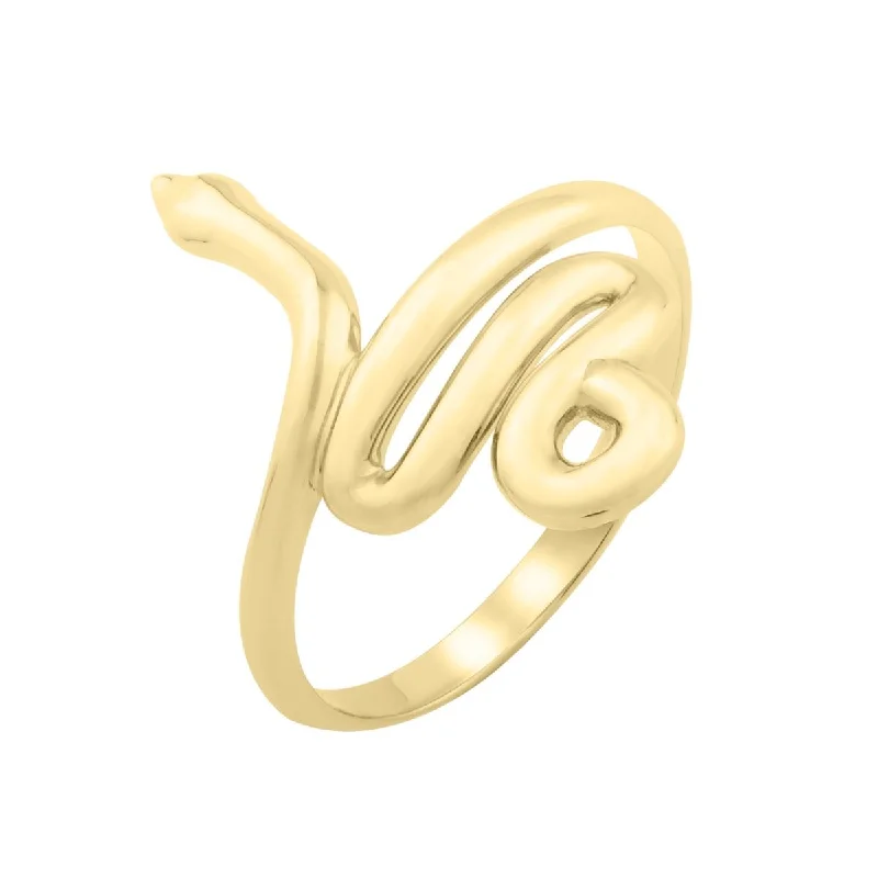 Ladies two-tone rings-Serpentine Snake Ring in 14k Yellow Gold