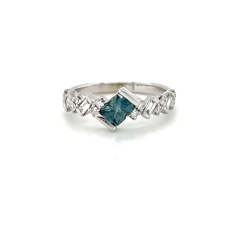 Ladies sterling silver cocktail rings-Teal Tendency Ring