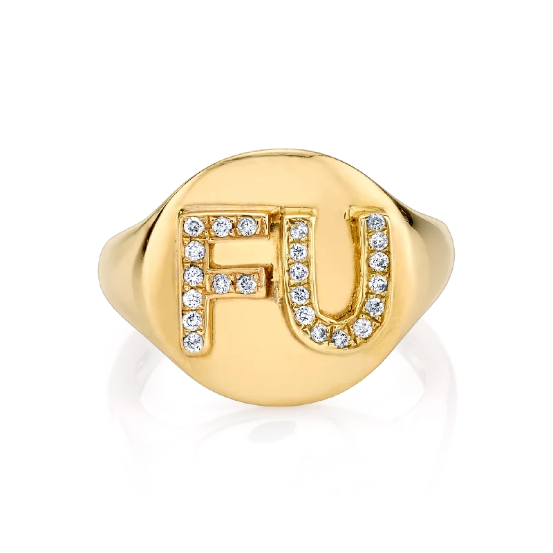 Ladies gold solitaire rings-Custom Signet Ring - 14k Yellow Gold