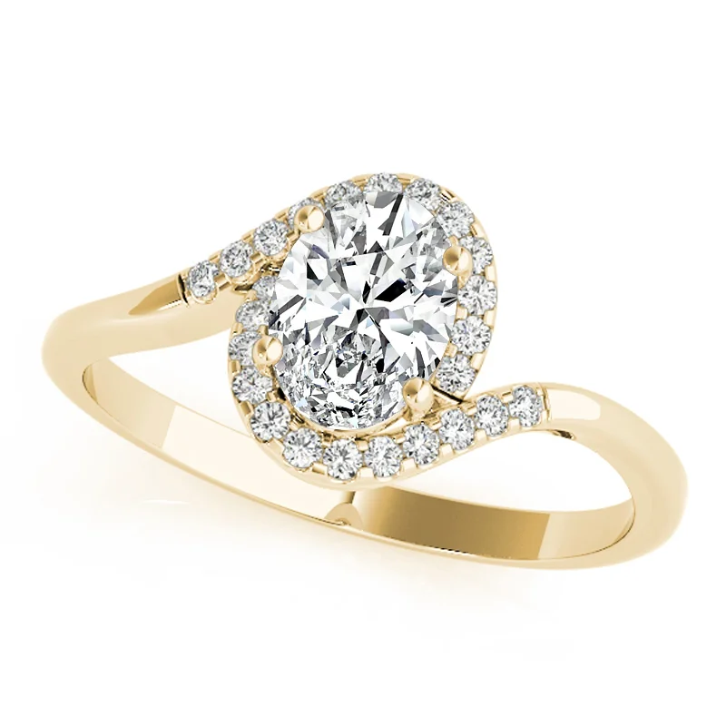 Ladies engagement rings with diamonds-Auriya 14k Yellow Gold Lab Grown Oval Diamond Halo Engagement Ring 0.50 to 5.00 ct. tw. (F-G VS)