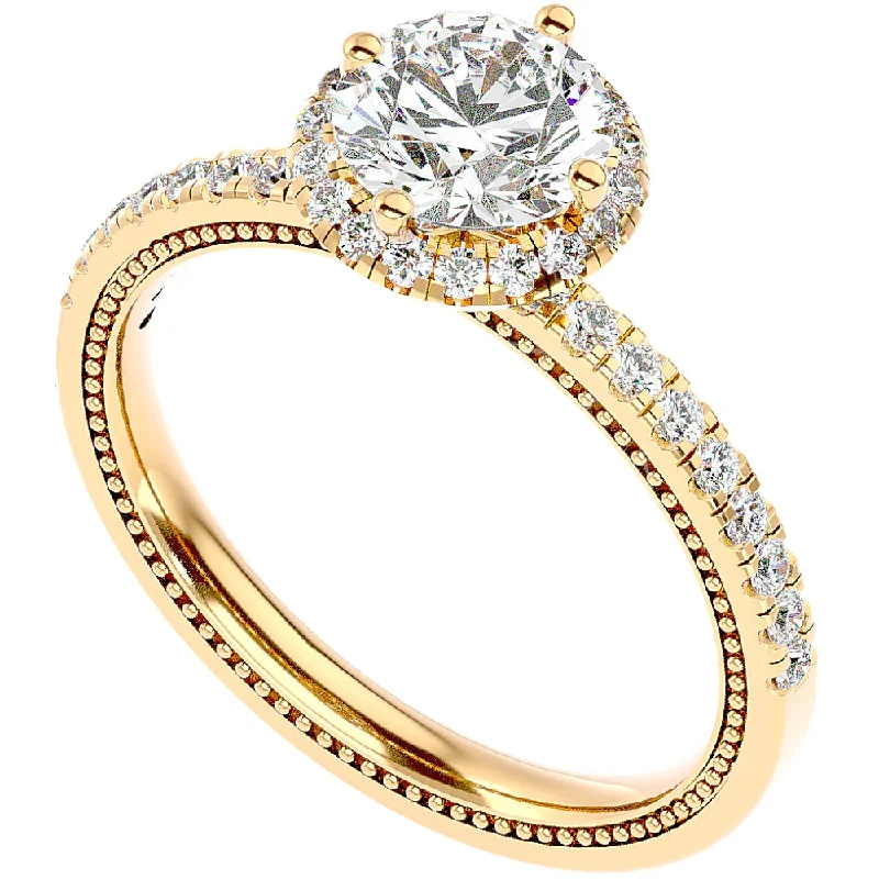 Ladies luxury engagement rings-1 1/3Ct Diamond & Moissanite Halo Engagement Ring in 10k Gold