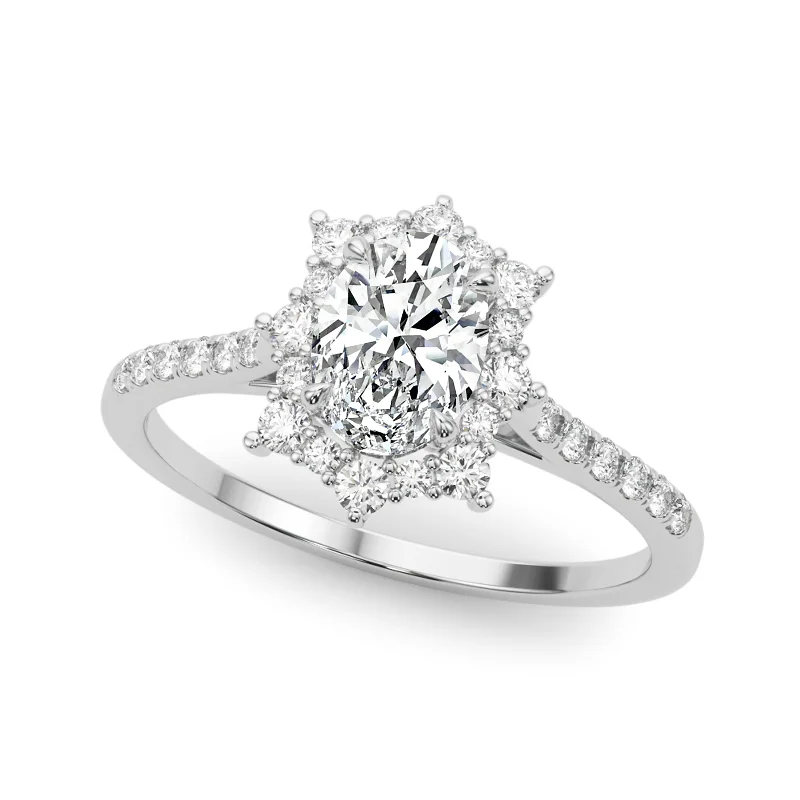 Ladies platinum solitaire engagement rings-Auriya 14k White Gold Lab Grown Oval Diamond Halo Engagement Ring 0.50 to 5.00 ct. tw. (F-G VS)