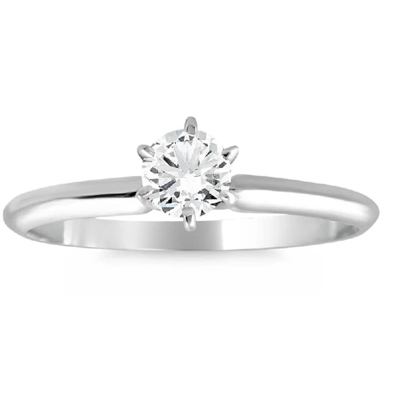 Ladies forever-one engagement rings-1/3Ct Solitaire Round Cut Diamond Engagement Ring in 14k Gold Lab Grown