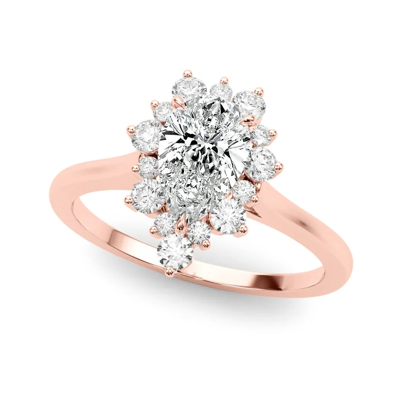 Ladies floral design engagement rings-Auriya 14k Rose Gold Lab Grown Pear Diamond Halo Engagement Ring 0.50 to 5.00 ct. tw. (F-G VS)