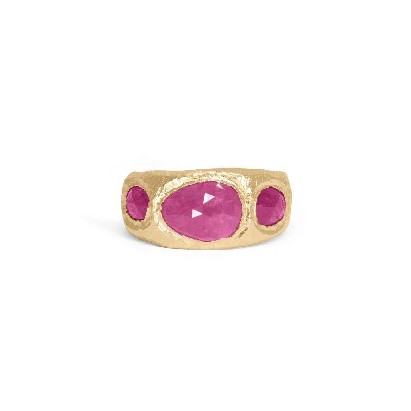 Ladies eternity wedding rings-Three Stone Ring in all Ruby