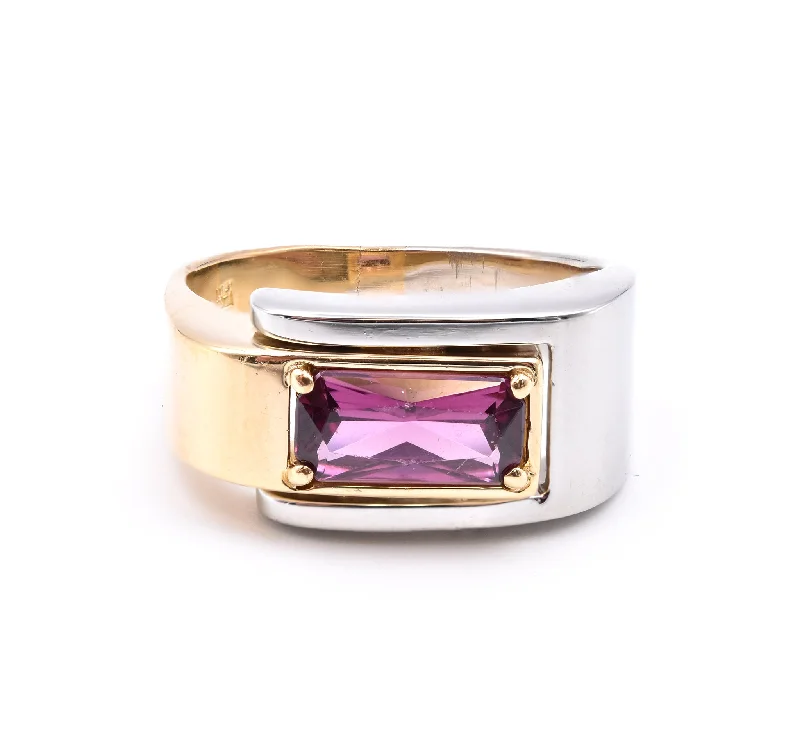 Ladies wedding rings with diamonds-Jean Francois Albert 18 Karat Two Tone Rhodolite Garnet Ring