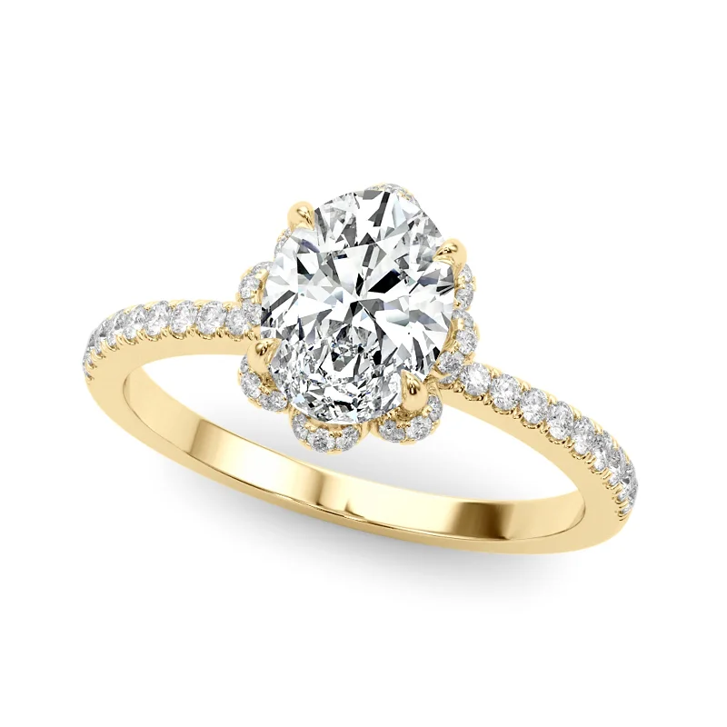 Ladies vintage style engagement rings-Auriya 14k Yellow Gold Lab Grown Oval Diamond Halo Engagement Ring 0.50 to 5.00 ct. tw. (F-G VS)