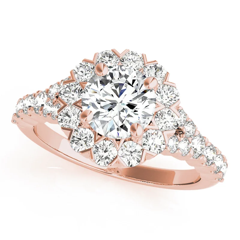 Ladies colored gemstone engagement rings-Auriya 14k Rose Gold Lab Grown Round Diamond Halo Engagement Ring 0.50 to 5.00 ct. tw. (F-G VS)