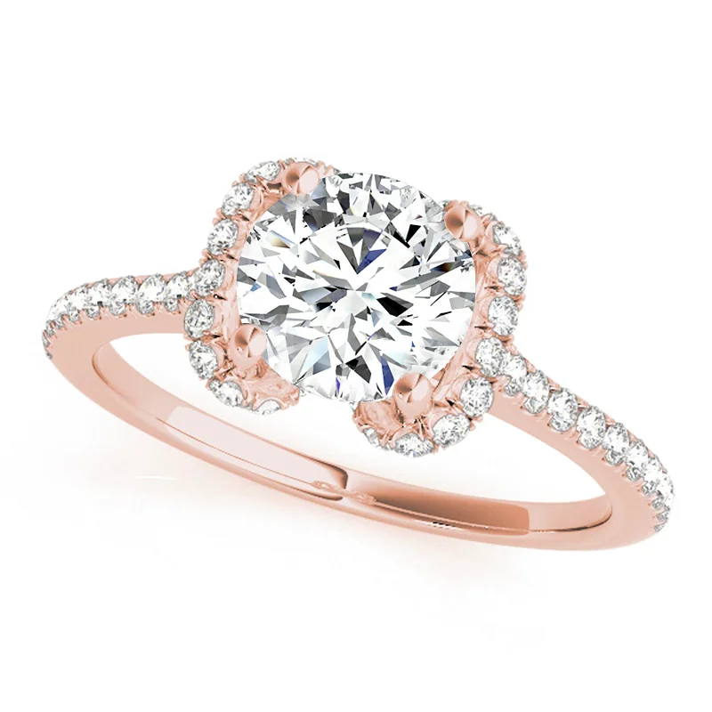 Ladies three-stone diamond engagement rings-Auriya 14k Rose Gold Lab Grown Round Diamond Halo Engagement Ring 0.50 to 5.00 ct. tw. (F-G VS)