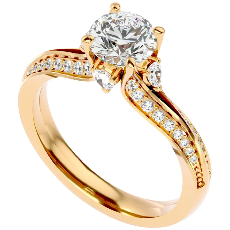 Ladies fancy-cut engagement rings-1 1/3Ct Diamond & Moissanite Accent Engagement Ring in 10k Gold