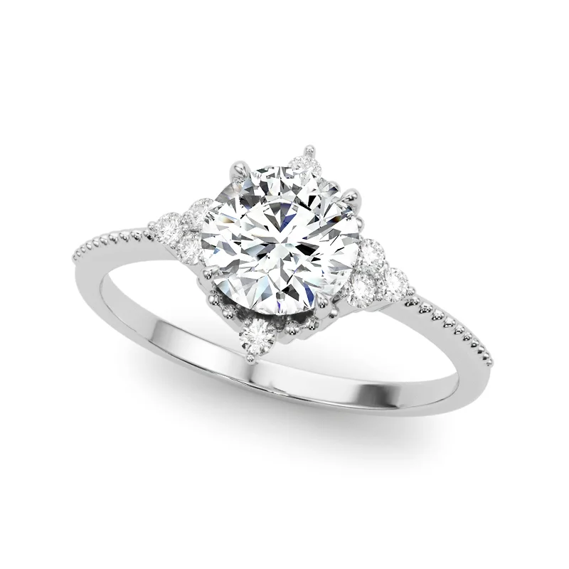 Ladies engagement rings with colored diamonds-Auriya 14k White Gold Lab Grown Round Diamond Halo Engagement Ring 0.50 to 5.00 ct. tw. (F-G VS)