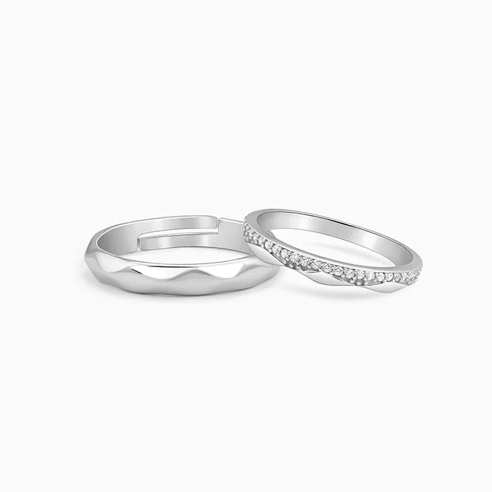 Ladies bands with diamonds-Silver Forever Us Couple Bands