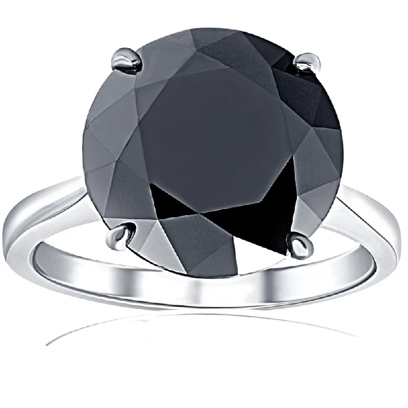 Ladies ruby engagement rings with diamonds-8 Ct Black Moissanite Solitaire Engagement Ring 10k White Gold