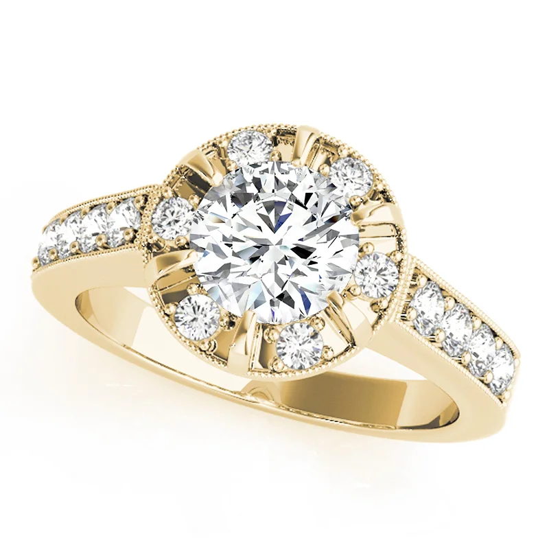 Ladies radiant cut engagement rings-Auriya 14k Yellow Gold Lab Grown Round Diamond Halo Engagement Ring 0.50 to 5.00 ct. tw. (F-G VS)