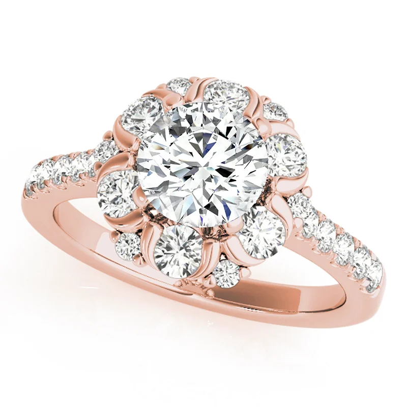 Ladies lab-created diamond engagement rings-Auriya 14k Rose Gold Lab Grown Round Diamond Halo Engagement Ring 0.50 to 5.00 ct. tw. (F-G VS)