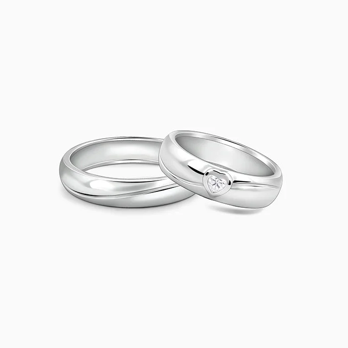 Ladies unique rings-Silver Tied Together Couple Rings