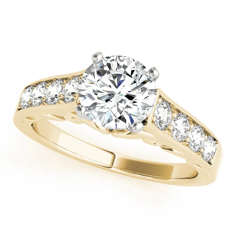 Ladies modern diamond engagement rings-Auriya 14k Yellow Gold Lab Grown Round Diamond Engagement Ring 0.50 to 5.00 ct. tw. (F-G VS)