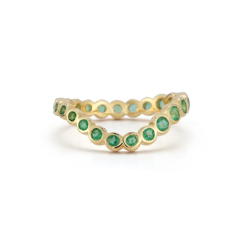 Ladies silver statement rings-Bubble Wave Emerald Ring