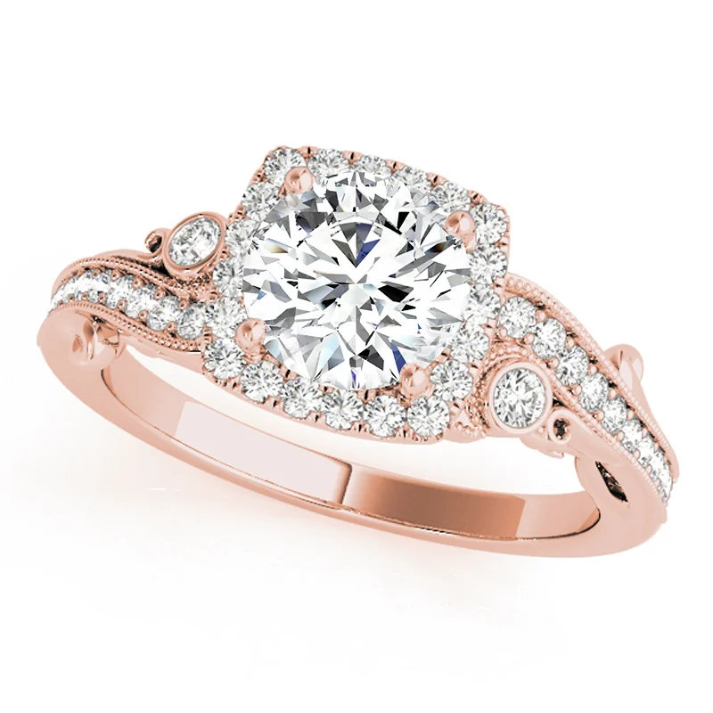 Ladies platinum engagement rings-Auriya 14k Rose Gold Lab Grown Round Diamond Halo Engagement Ring 0.50 to 5.00 ct. tw. (F-G VS)